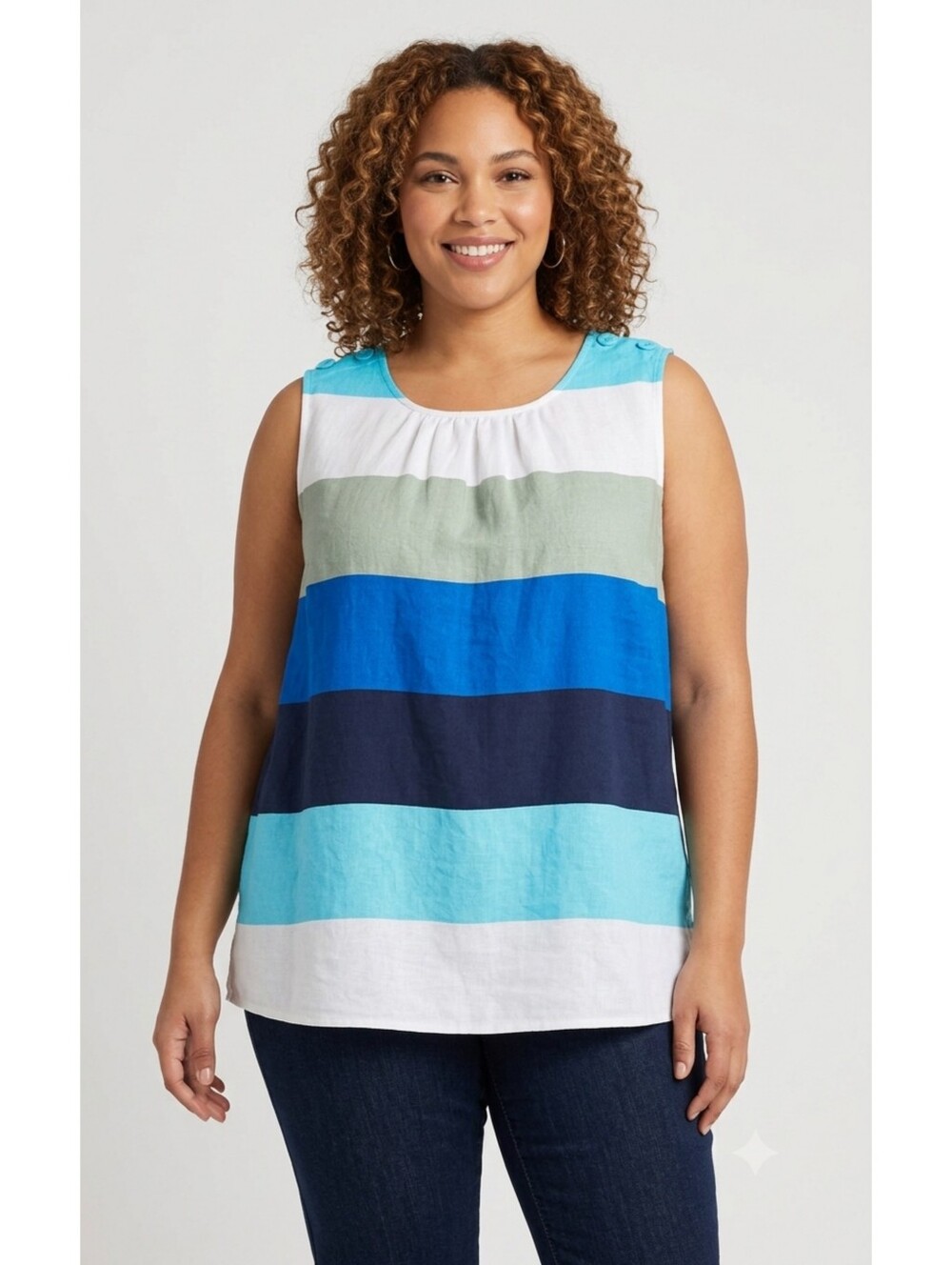 Liz Claiborne Plus Size Multicolor Striped Tank Top